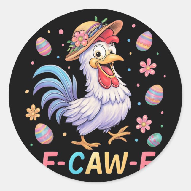 F-caw-f Easter Funny Viral Chicken Meme  Classic Round Sticker (Front)