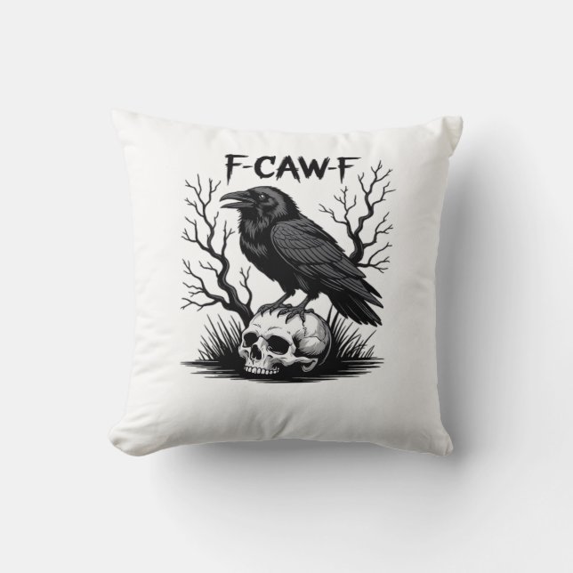 F-Caw-F Essential Vintage Cool Throw Pillow (Front)