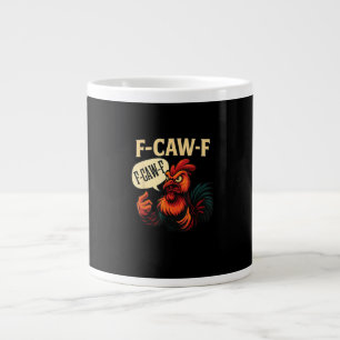 F-Caw-F Funny Angry Rooster Humor Graphic Retro Cl Large Coffee Mug