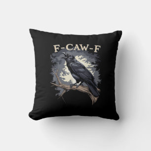 F Caw F Funny Bird Crow Creative Casual Design Throw Pillow