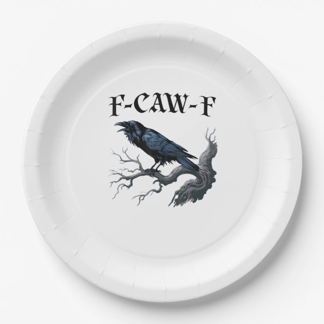 F-Caw-F Funny Bird Crow Paper Plate (Front)