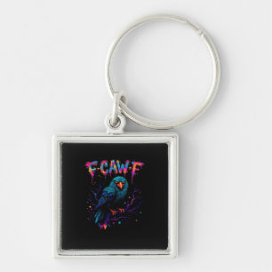 F-Caw-F Funny Bird Moon Crow Raven Caw Pun Joke Fu Keychain