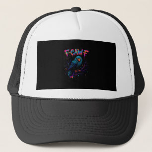 F-Caw-F Funny Bird Moon Crow Raven Caw Pun Joke Fu Trucker Hat