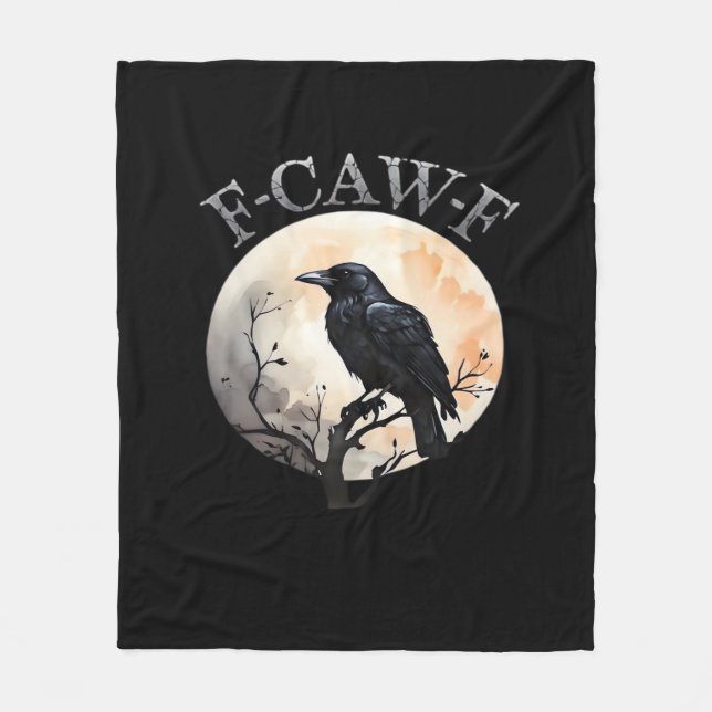 F-Caw-F Funny Bird Moon Minimal Clean Fleece Blanket (Front)