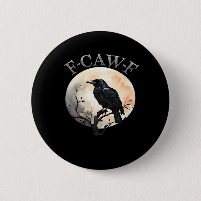 F Caw F Funny Bird Moon Minimal Clean Style 2 Inch Round Button (Front)