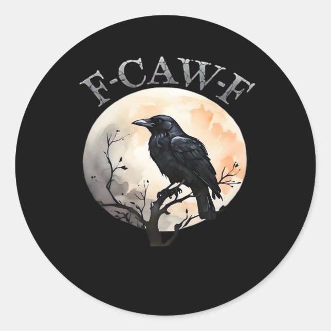 F Caw F Funny Bird Moon Minimal Clean Style Classic Round Sticker (Front)