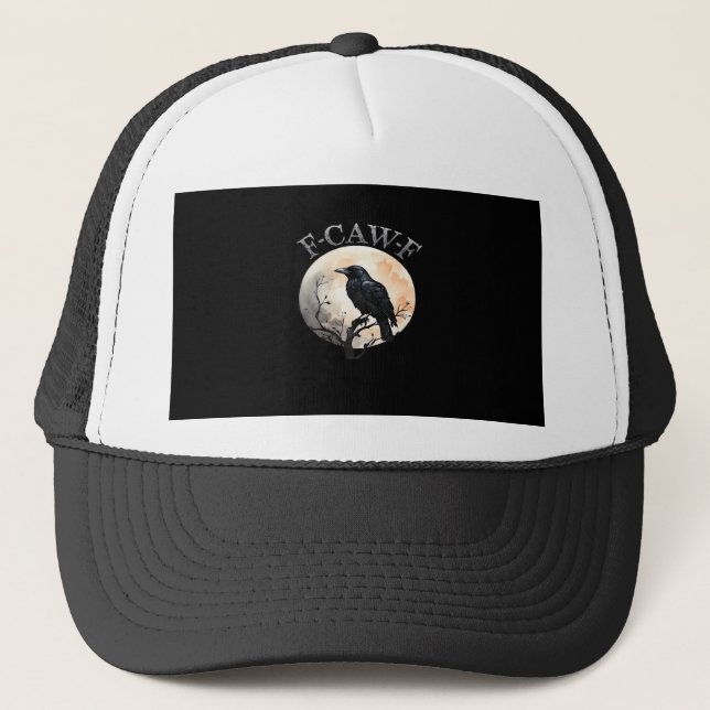 F-Caw-F Funny Bird Moon Minimal Clean Trucker Hat (Front)