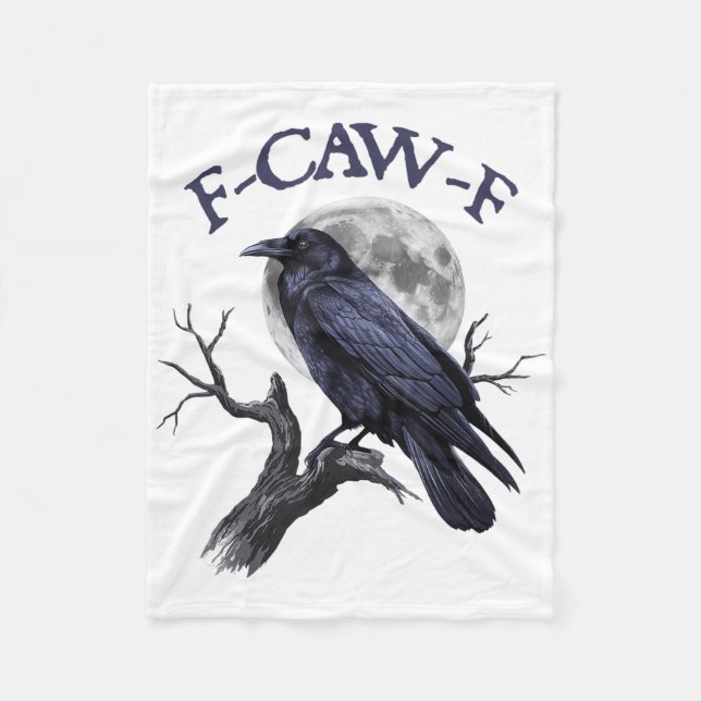 F-caw-f Funny Black Bird Black Crow  Fleece Blanket (Front)