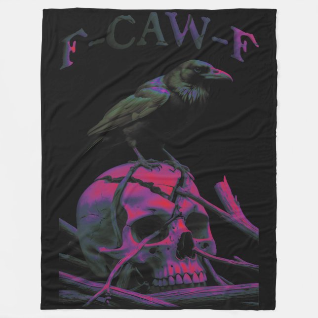 F-Caw-F Funny Black Crow Bird Fleece Blanket (Front)