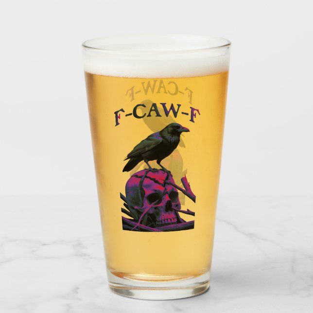 F-Caw-F Funny Black Crow Bird Glass (Front Filled)