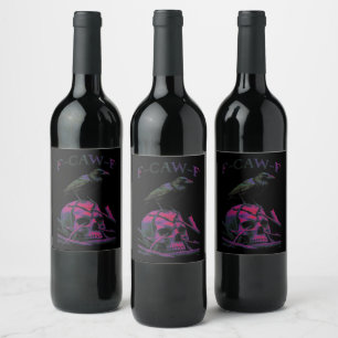 F-Caw-F Funny Black Crow Bird Wine Label