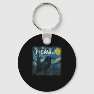 F-caw-f Funny Black Crow Starry Night Van Gogh Art Keychain
