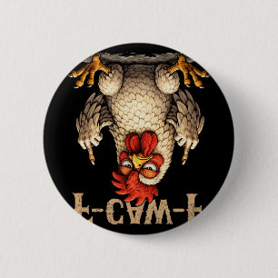 F-caw-f Funny Black Rooster Gothic Fcawf Chicken A 2 Inch Round Button
