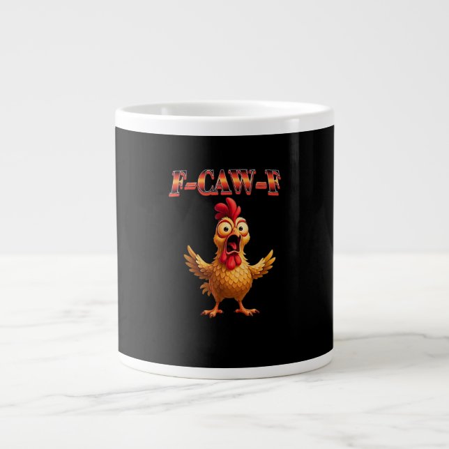F Caw F Funny Chicken Classic Aesthetic Design Large Coffee Mug (Front)
