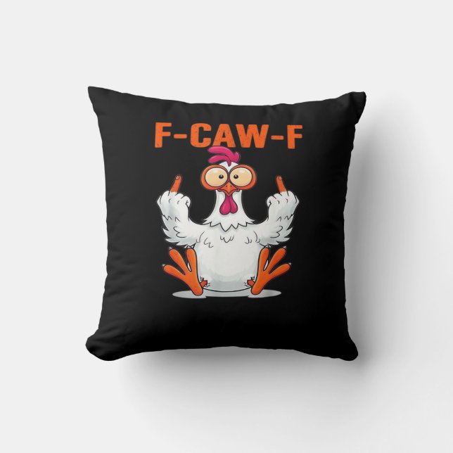 F-Caw-F Funny Chicken Classic Minimal Clean Throw Pillow (Front)