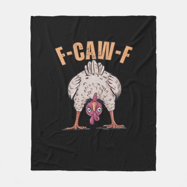 F-Caw-F Funny Chicken Classic Retro Cool Fleece Blanket (Front)