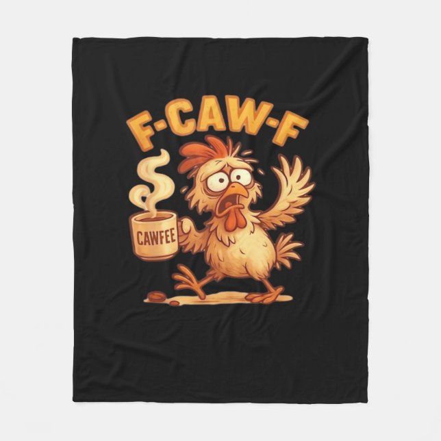 F-Caw-F Funny Chicken Classic Retro Graphic Fleece Blanket (Front)