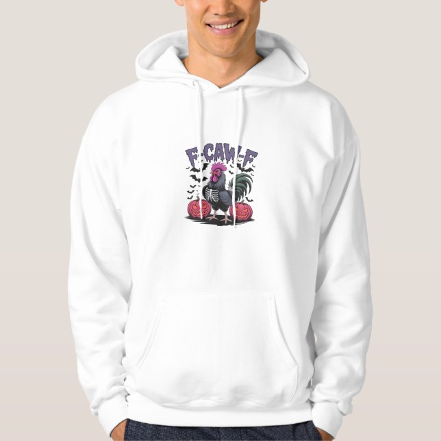 F-Caw-F Funny Chicken Classic Retro Graphic Hoodie (Front)