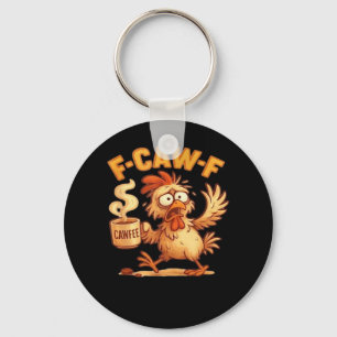 F-Caw-F Funny Chicken Classic Retro Graphic Keychain