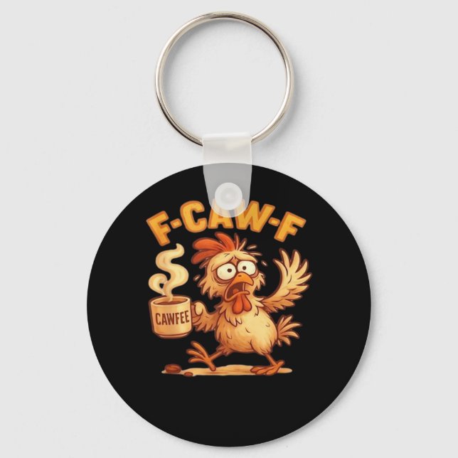 F-Caw-F Funny Chicken Classic Retro Graphic Keychain (Front)