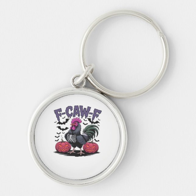 F-Caw-F Funny Chicken Classic Retro Graphic Keychain (Front)