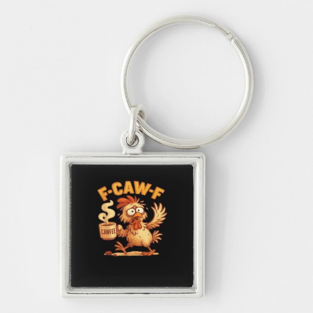 F-Caw-F Funny Chicken Classic Retro Graphic Keychain (Front)