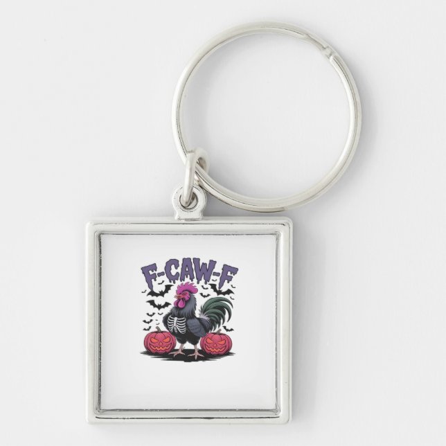 F-Caw-F Funny Chicken Classic Retro Graphic Keychain (Front)
