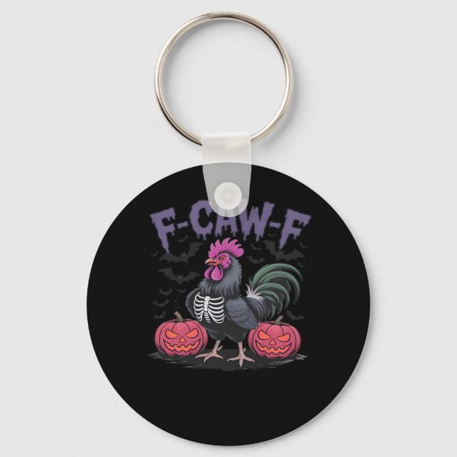 F Caw F Funny Chicken Classic Simple Clean Style Keychain (Front)