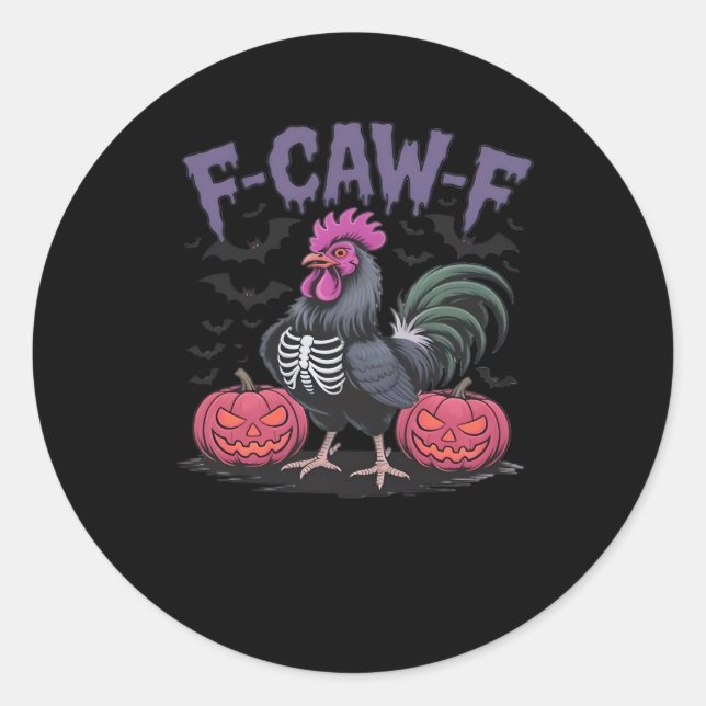 F Caw F Funny Chicken Classic Simple Clean Style Round Sticker (Front)