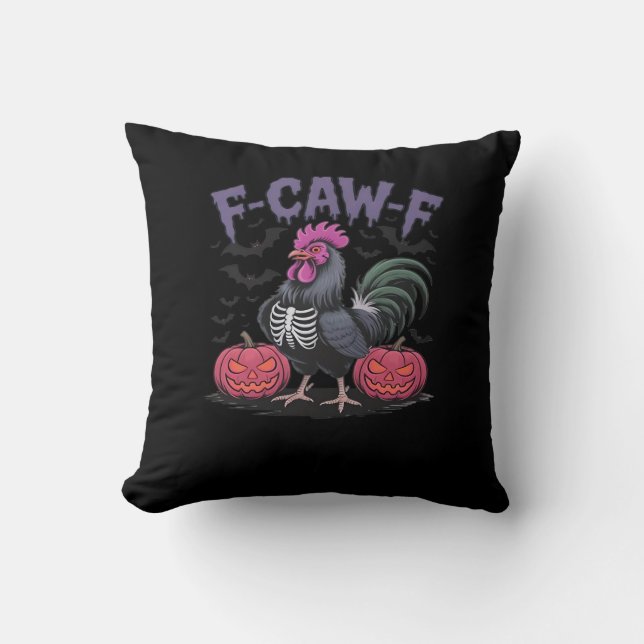 F Caw F Funny Chicken Classic Simple Clean Style Throw Pillow (Front)