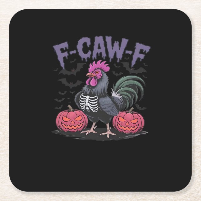 F-Caw-F Funny Chicken Classic Simple Style Square Paper Coaster (Front)
