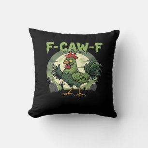 F Caw F Funny Chicken Halloween Vintage Classic Throw Pillow