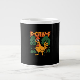 F-Caw-F Funny Chicken Humor F-Caw-F Quote Vintage  Large Coffee Mug