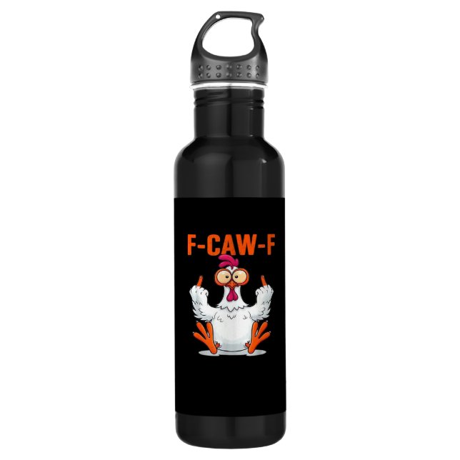 F Caw F Funny Chicken Humor Quote Vintage Style 710 Ml Water Bottle (Front)