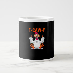 F Caw F Funny Chicken Humor Quote Vintage Style Large Coffee Mug