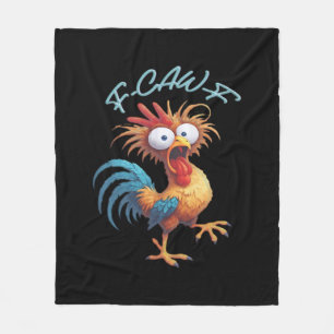 F-Caw-F Funny Chicken Humor Retro Style Fleece Blanket