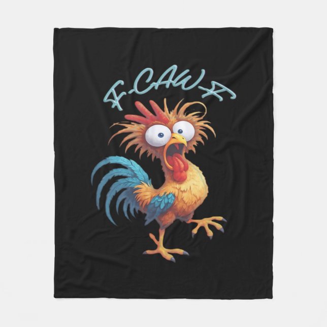 F-Caw-F Funny Chicken Humor Retro Style Fleece Blanket (Front)