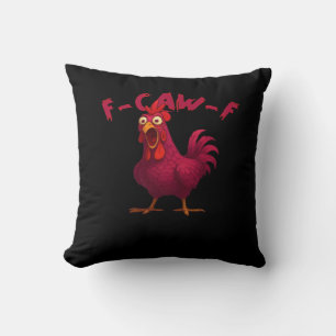F-Caw-F Funny Chicken Humour Rooster Meme Creative Throw Pillow
