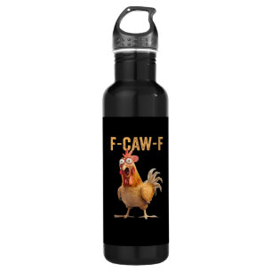 F-Caw-F Funny Chicken Humour Rooster Meme Retro Cl 710 Ml Water Bottle
