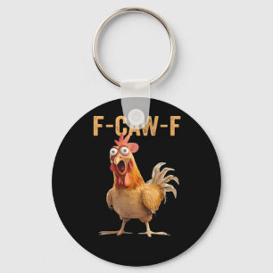 F-Caw-F Funny Chicken Humour Rooster Meme Retro Cl Keychain