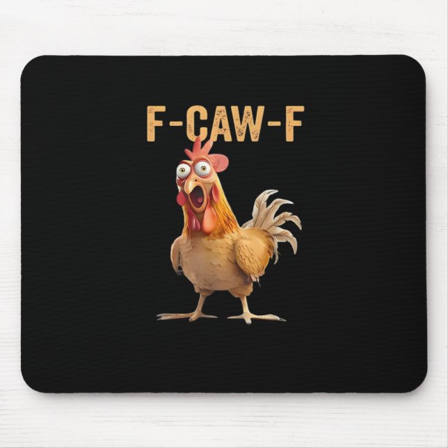 F-Caw-F Funny Chicken Humour Rooster Meme Retro Cl Mouse Pad (Front)