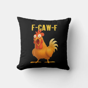 F-Caw-F Funny Chicken Meme Funny Trendy Throw Pillow