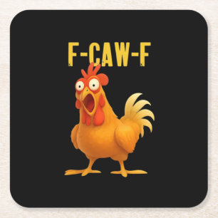 F Caw F Funny Chicken Meme Trendy Modern Style Square Paper Coaster