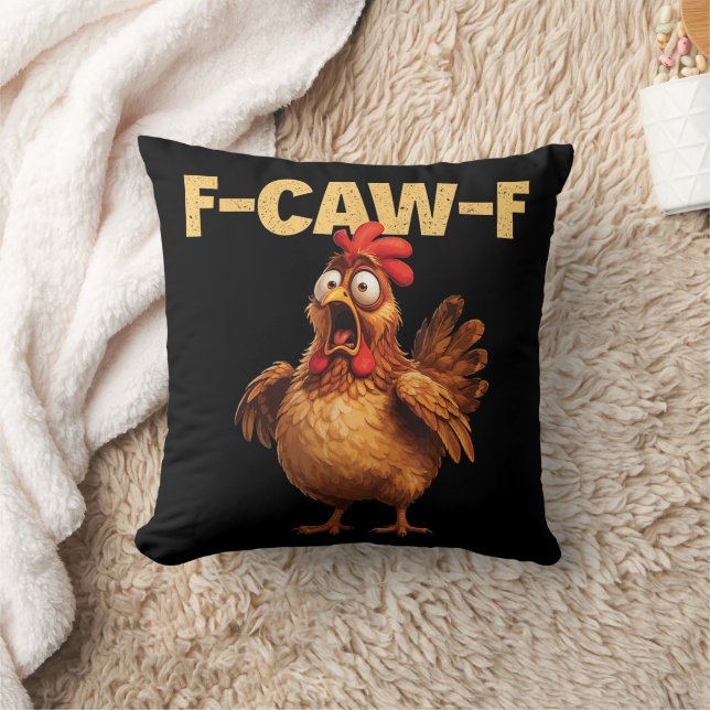 F Caw F Funny Chicken Pun Dark Humour Sarcasm  Throw Pillow (Blanket)