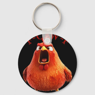F-caw-f Funny Chicken Rooster Humour Quote Keychain