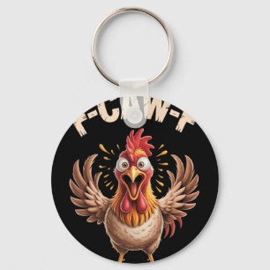 F-caw-f Funny Chicken Scream Look Sarcastic Farm H Keychain