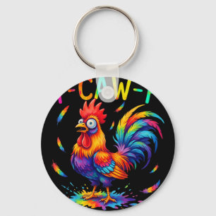 F-caw-f Funny Chicken Tie Dye Shocked Humour Roost Keychain