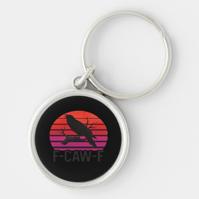 F-Caw-F Funny Crow Classic Minimal Clean Keychain (Front)