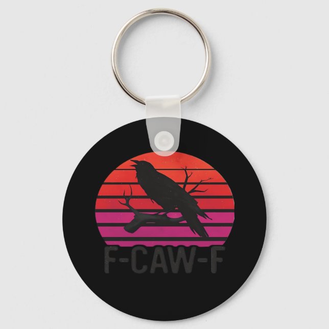 F-Caw-F Funny Crow Classic Minimal Clean Keychain (Front)