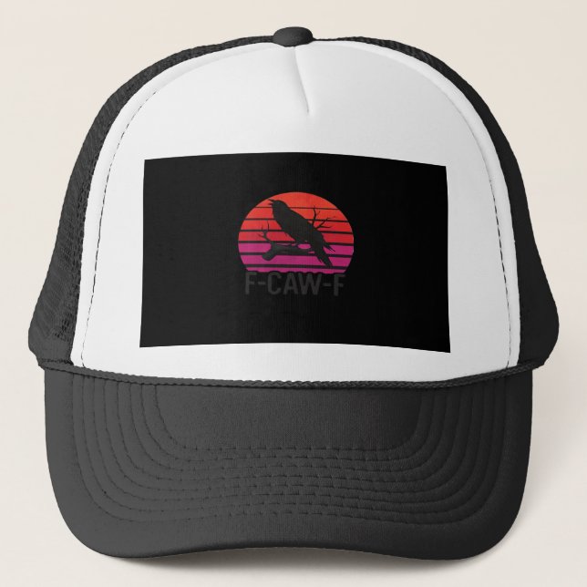 F-Caw-F Funny Crow Classic Minimal Clean Trucker Hat (Front)